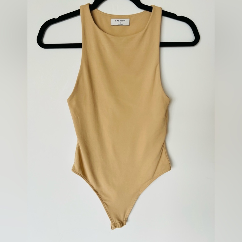 Babaton Aritzia Contour 90s Tan Bodysuit